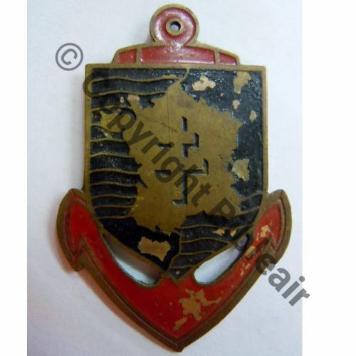 CORPS EXPE FRANCAIS E.O  Fab LOC Eping dans Tube Dos lisse irreg Cuivre peint  Src.francemilitaria 38EurInv 